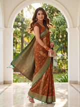 MIMOSA Brown Saree Saree — pose 9 styling detail