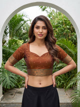 MIMOSA Brown Saree Saree — blouse close-up