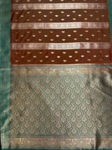 MIMOSA Brown Saree Saree — pallu and zari work detail