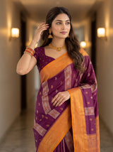 MIMOSA Wine Saree Saree — pose 10 styling detail