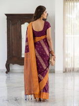 MIMOSA Wine Saree Saree — pose 2 styling detail