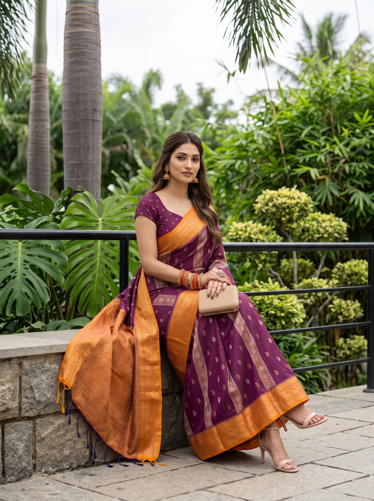 MIMOSA Wine Saree Saree — pose 8 styling detail