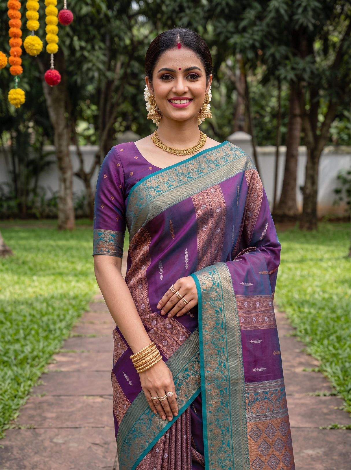 MIMOSA Navy Saree Saree — pose 10 styling detail