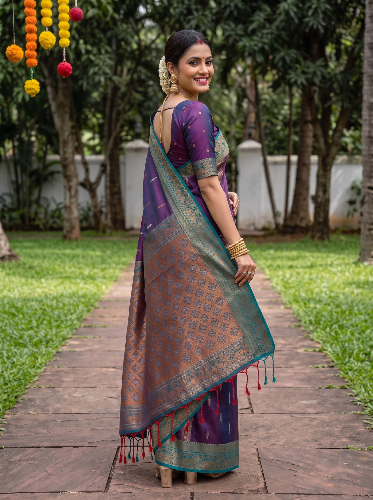 MIMOSA Navy Saree Saree — pose 5 styling detail