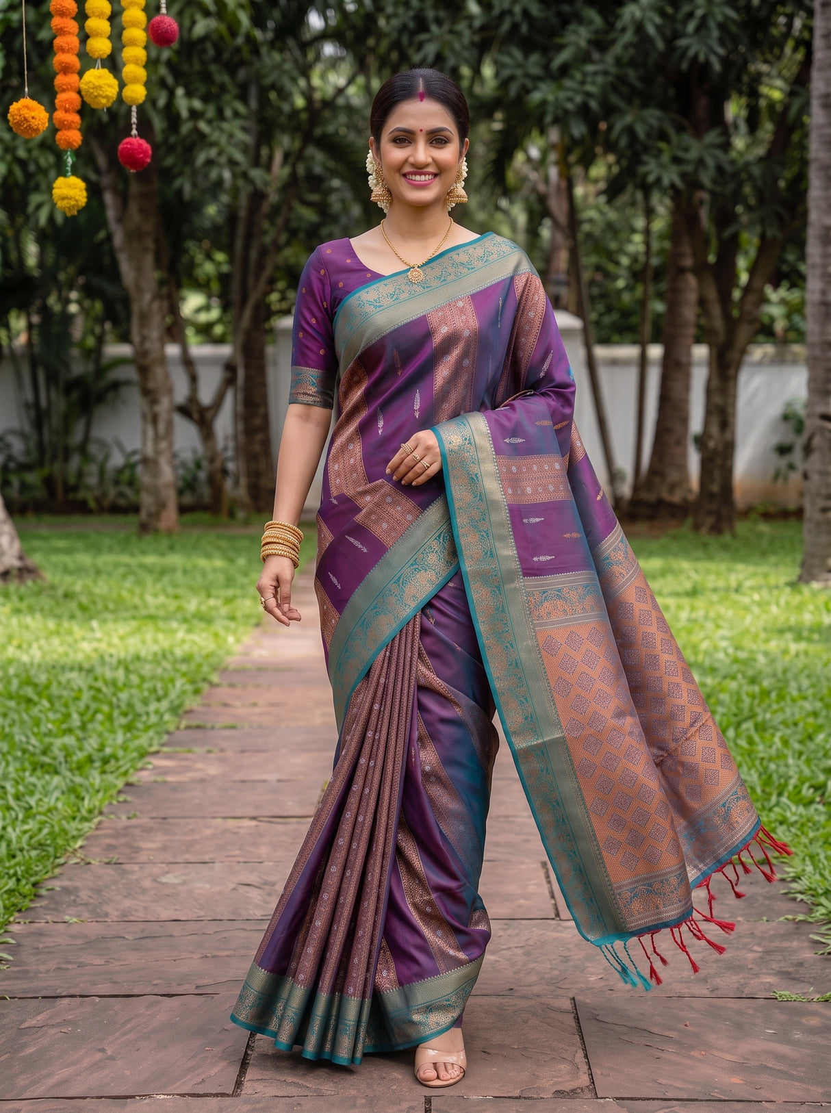 MIMOSA Navy Saree Saree — pose 6 styling detail