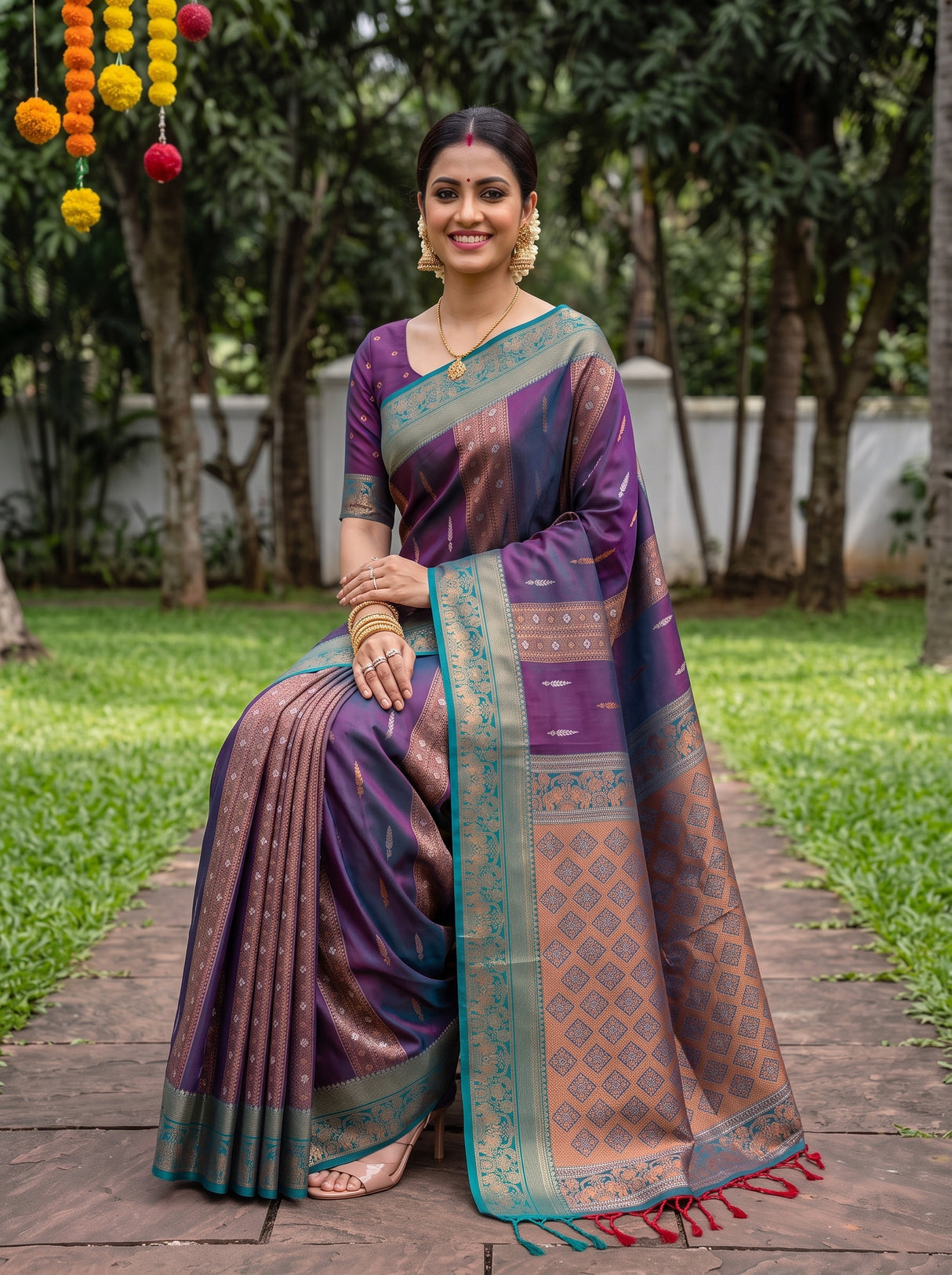 MIMOSA Navy Saree Saree — pose 8 styling detail