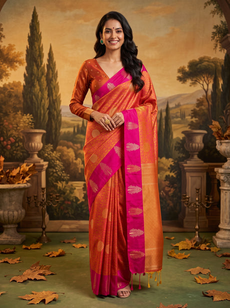MIMOSA Mustard Saree Saree — front view on mannequin