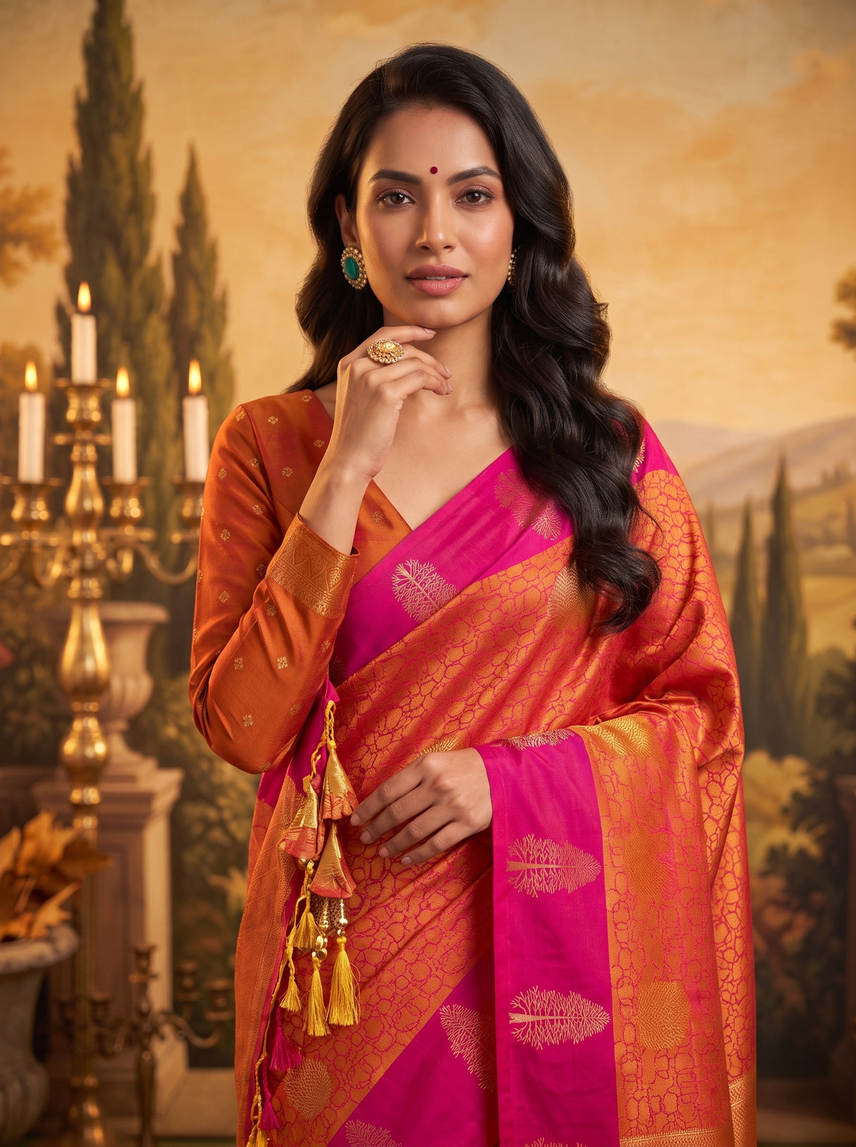 MIMOSA Mustard Saree Saree — pose 10 styling detail