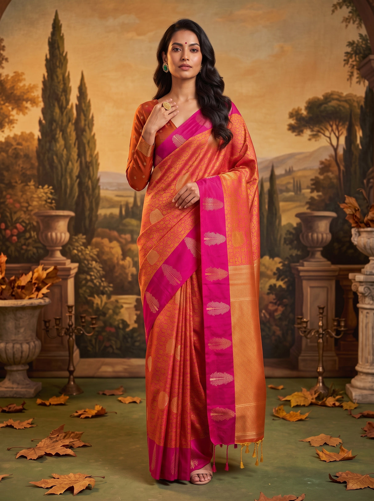MIMOSA Mustard Saree Saree — pose 5 styling detail