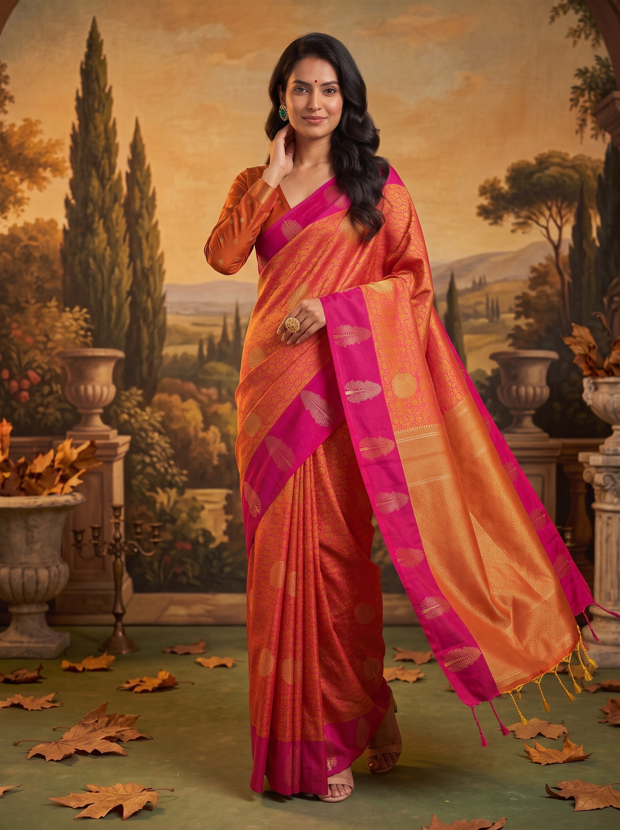 MIMOSA Mustard Saree Saree — pose 9 styling detail