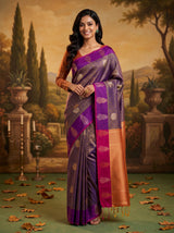 MIMOSA Violet Saree Saree — front view on mannequin