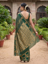 MIMOSA Bottle Green Saree Saree — pose 2 styling detail