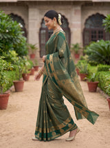 MIMOSA Bottle Green Saree Saree — pose 6 styling detail