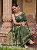 MIMOSA Bottle Green Saree Saree — pose 8 styling detail