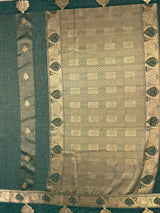 MIMOSA Bottle Green Saree Saree — pallu and zari work detail
