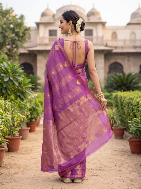 MIMOSA Lavender Saree Saree — pose 2 styling detail