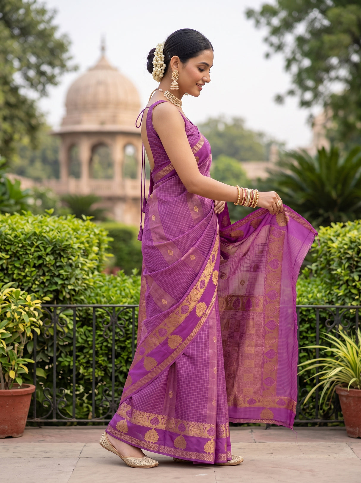 MIMOSA Lavender Saree Saree — pose 3 styling detail