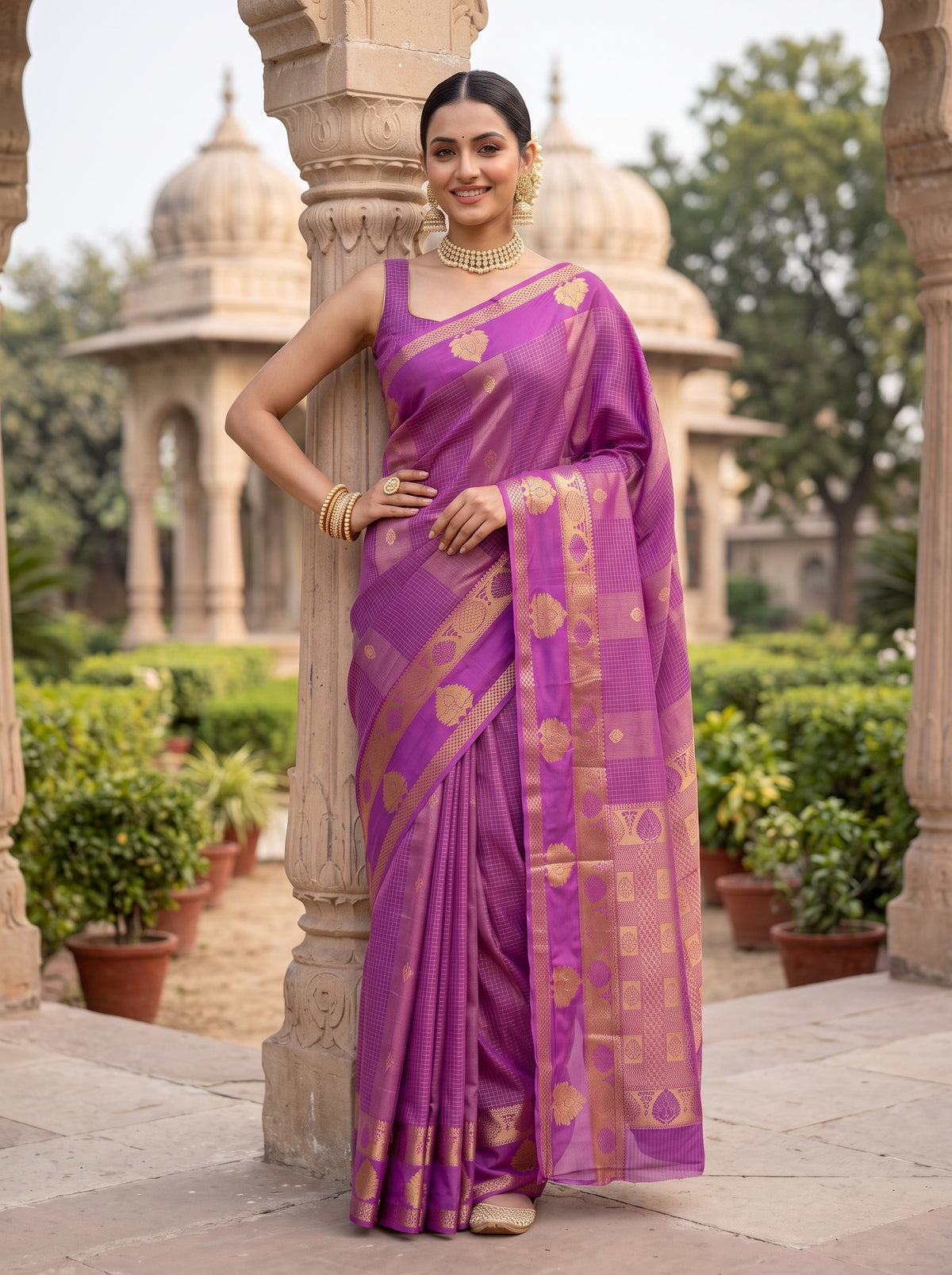 MIMOSA Lavender Saree Saree — pose 4 styling detail