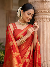MIMOSA Orange Saree Saree — pose 10 styling detail