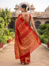 MIMOSA Orange Saree Saree — pose 2 styling detail