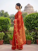 MIMOSA Orange Saree Saree — pose 3 styling detail