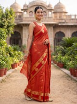 MIMOSA Orange Saree Saree — pose 5 styling detail