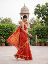 MIMOSA Orange Saree Saree — pose 6 styling detail