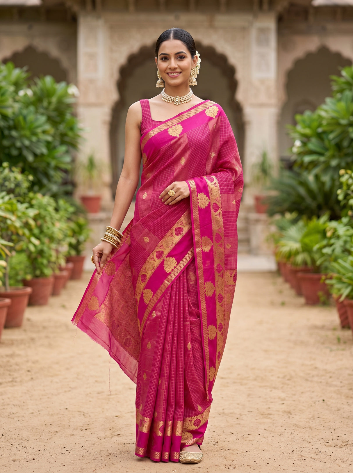 MIMOSA Rani Saree Saree — front view on mannequin