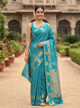 MIMOSA Sapphire Saree Saree — front view on mannequin