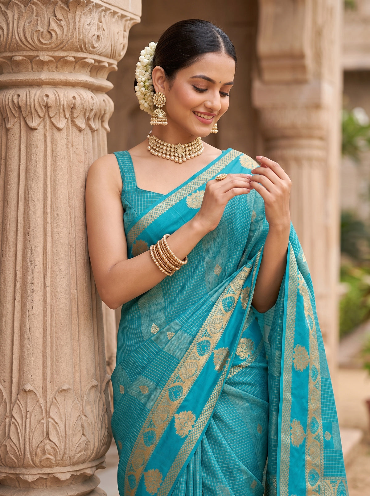 MIMOSA Sapphire Saree Saree — pose 10 styling detail