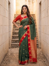 MIMOSA Bottle Green Saree Saree — pose 4 styling detail