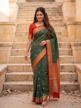 MIMOSA Bottle Green Saree Saree — pose 6 styling detail