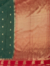 MIMOSA Bottle Green Saree Saree — pallu and zari work detail