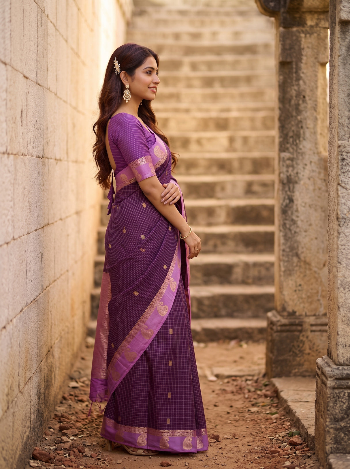MIMOSA Jamun Saree Saree — pose 3 styling detail