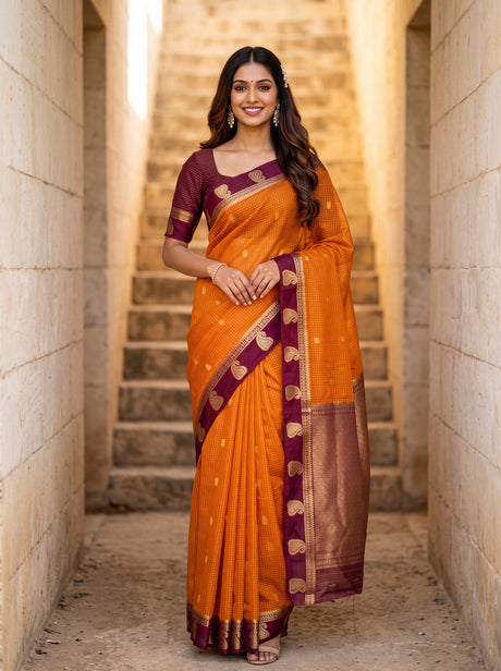 MIMOSA Mustard Saree Saree — front view on mannequin