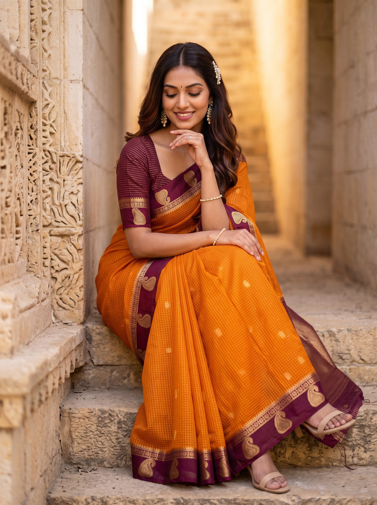 MIMOSA Mustard Saree Saree — pose 8 styling detail
