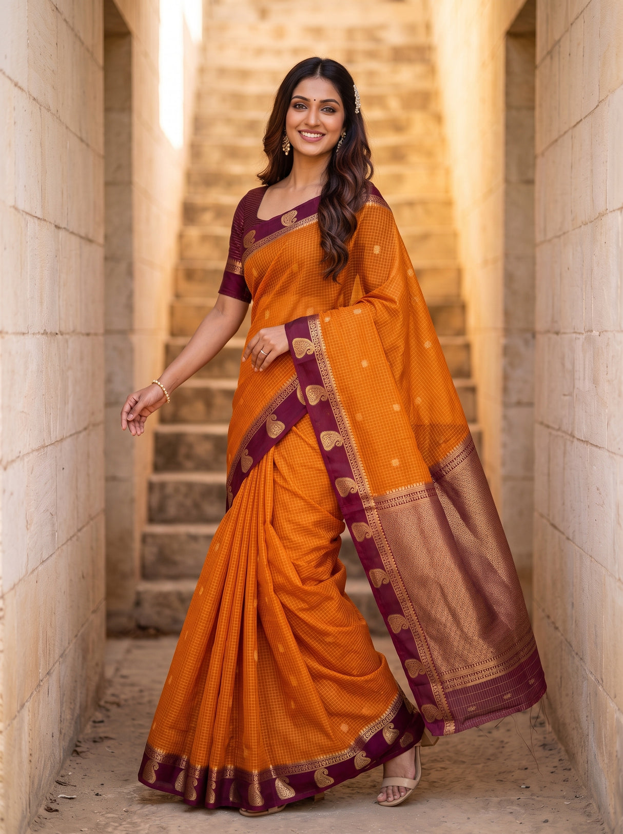 MIMOSA Mustard Saree Saree — pose 9 styling detail