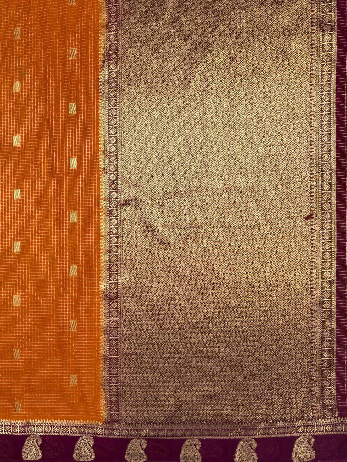 MIMOSA Mustard Saree Saree — pallu and zari work detail