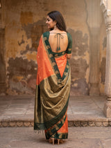MIMOSA Peach Saree Saree — pose 2 styling detail