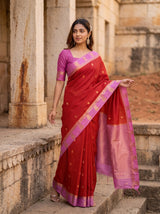 MIMOSA Red Saree Saree — pose 5 styling detail
