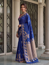 MIMOSA Navy Mysore Silk crepe Saree — pose 5 styling detail