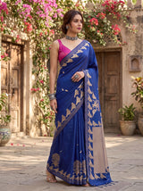 MIMOSA Navy Mysore Silk crepe Saree — pose 9 styling detail