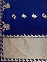 MIMOSA Navy Mysore Silk crepe Saree — pallu and zari work detail
