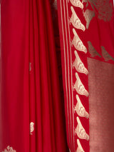 MIMOSA Red Mysore Silk crepe Saree — fleets shot full lifestyle