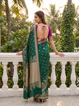 MIMOSA Bottle Green Saree Saree — pose 2 styling detail
