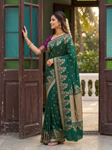 MIMOSA Bottle Green Saree Saree — pose 3 styling detail
