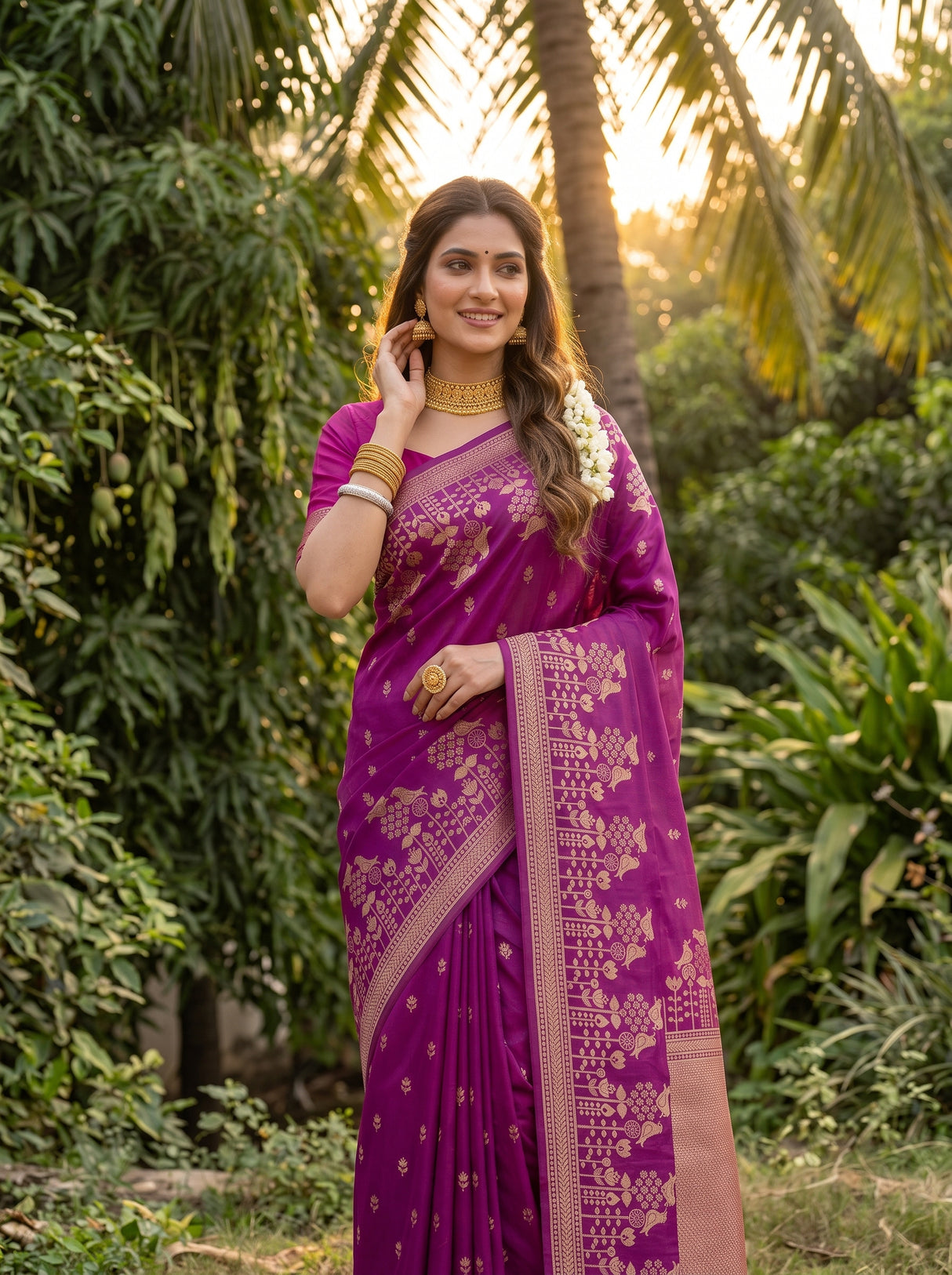 MIMOSA Lavender Saree Saree — pose 10 styling detail