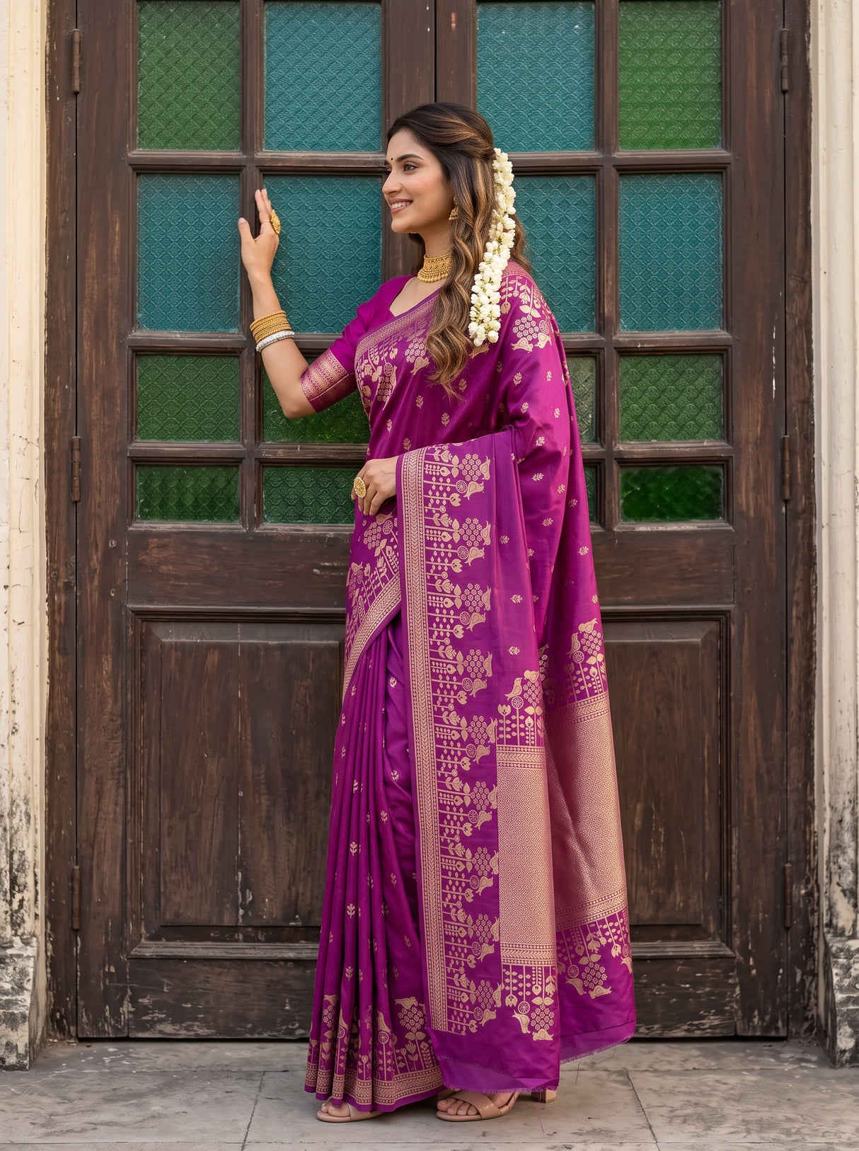 MIMOSA Lavender Saree Saree — pose 3 styling detail
