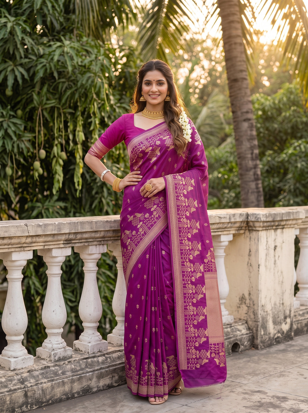 MIMOSA Lavender Saree Saree — pose 4 styling detail