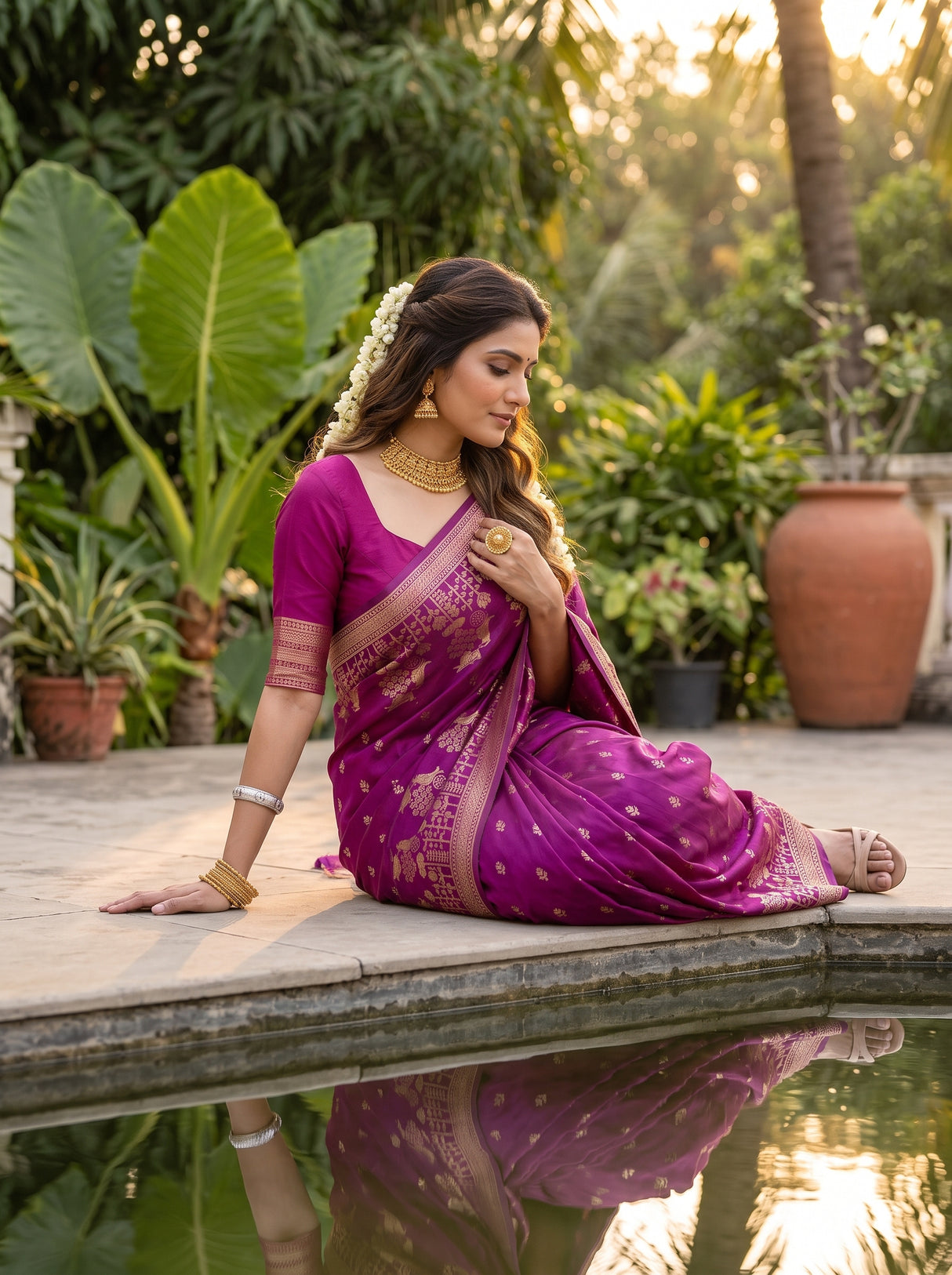 MIMOSA Lavender Saree Saree — pose 8 styling detail